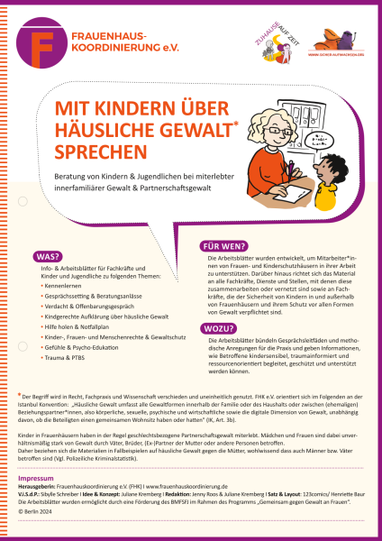 Arbeitsblatt Mit Kindern über Häusliche Gewalt sprechen