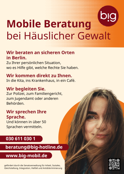 Mobile Beratung be Häuslicher Gewalt: an sicheren Orten in Berlin, Begleitung zu Ämtern, in Ihrer Sprache.