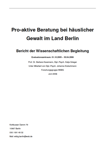 Pro-aktive Beratung bei häuslicher Gewalt im Land Berlin